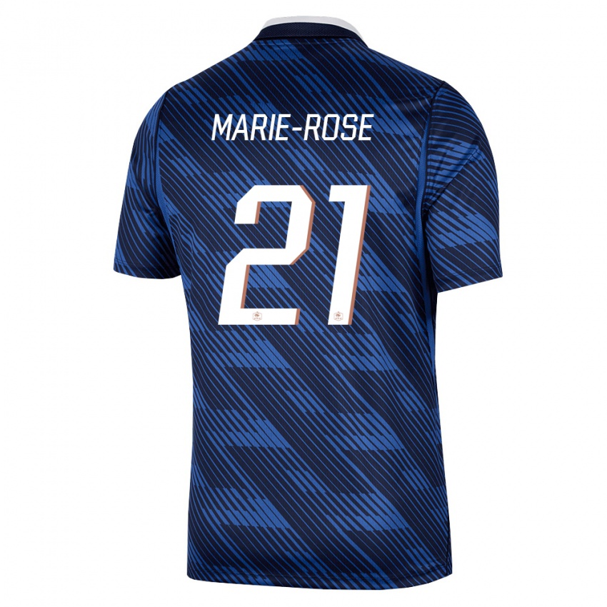 נשים צרפת Ylann Marie-Rose #21 כהה כחול לבן ג'רזי ביתית 26-28 חולצה קצרה