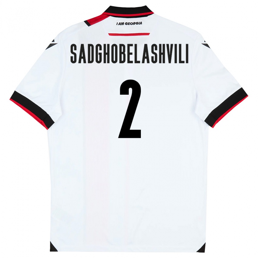 נשים גאורגיה Gela Sadghobelashvili #2 לבן שחור אדום ג'רזי ביתית 26-28 חולצה קצרה