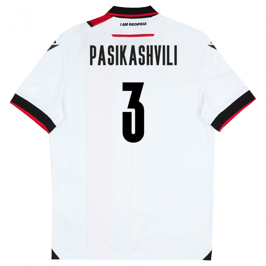 נשים גאורגיה Nino Pasikashvili #3 לבן שחור אדום ג'רזי ביתית 26-28 חולצה קצרה