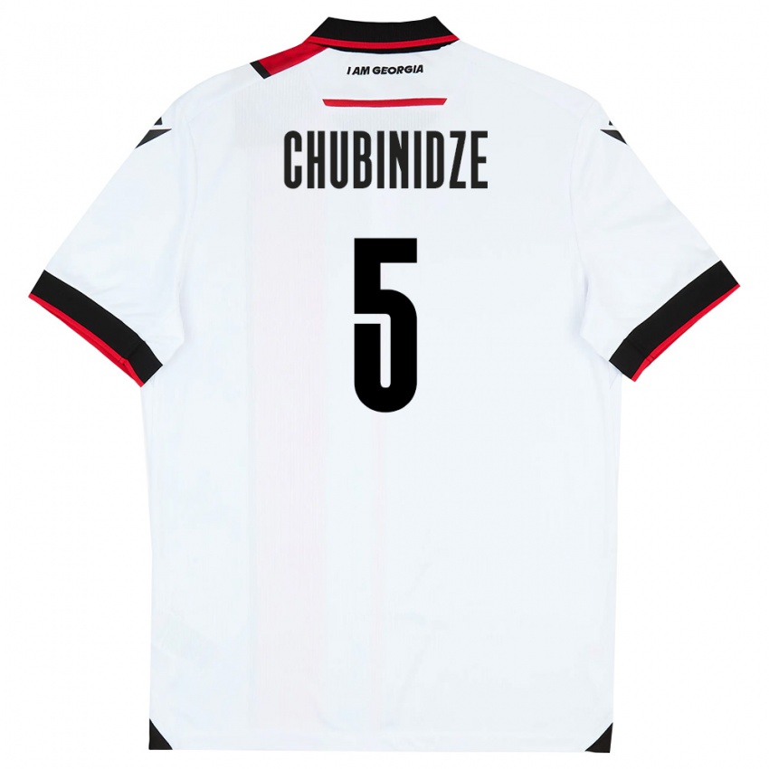נשים גאורגיה George Chubinidze #5 לבן שחור אדום ג'רזי ביתית 26-28 חולצה קצרה