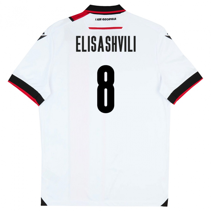 נשים גאורגיה ניקולוז אליסשווילי #8 לבן שחור אדום ג'רזי ביתית 26-28 חולצה קצרה