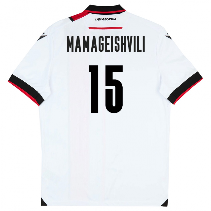 נשים גאורגיה Gizo Mamageishvili #15 לבן שחור אדום ג'רזי ביתית 26-28 חולצה קצרה
