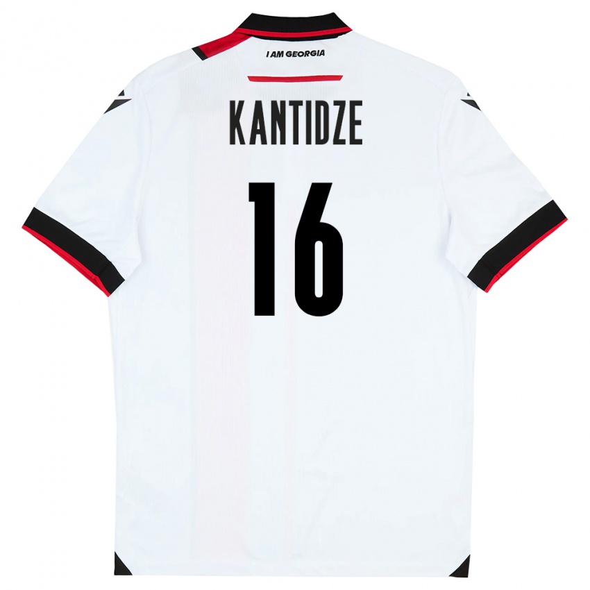 נשים גאורגיה Nikoloz Kantidze #16 לבן שחור אדום ג'רזי ביתית 26-28 חולצה קצרה