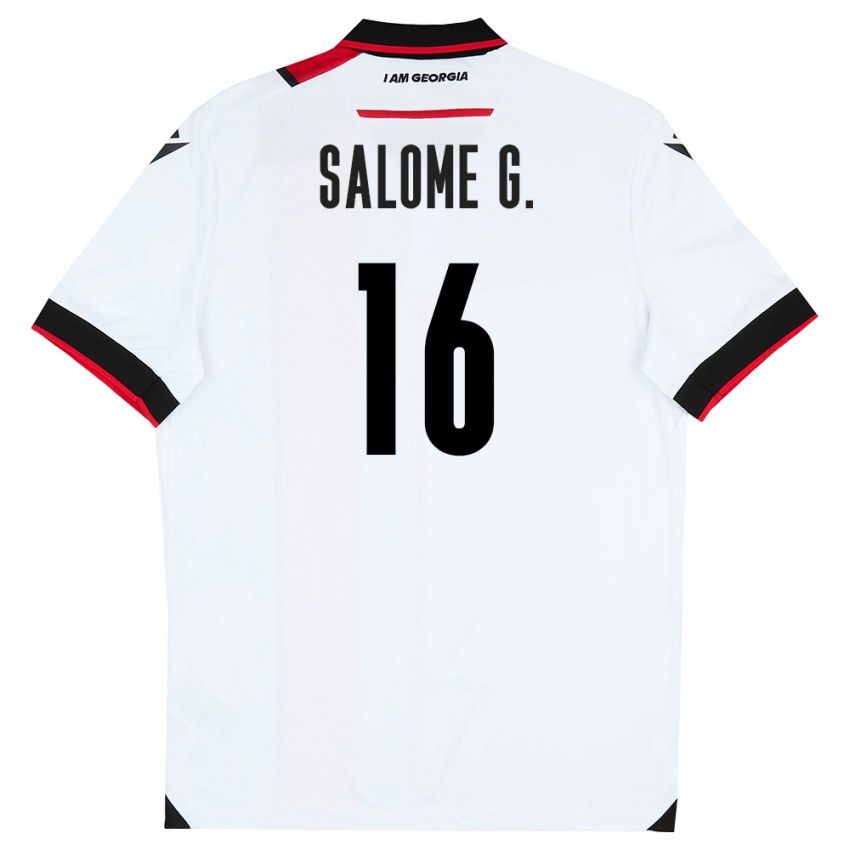 נשים גאורגיה Salome Gasviani #16 לבן שחור אדום ג'רזי ביתית 26-28 חולצה קצרה