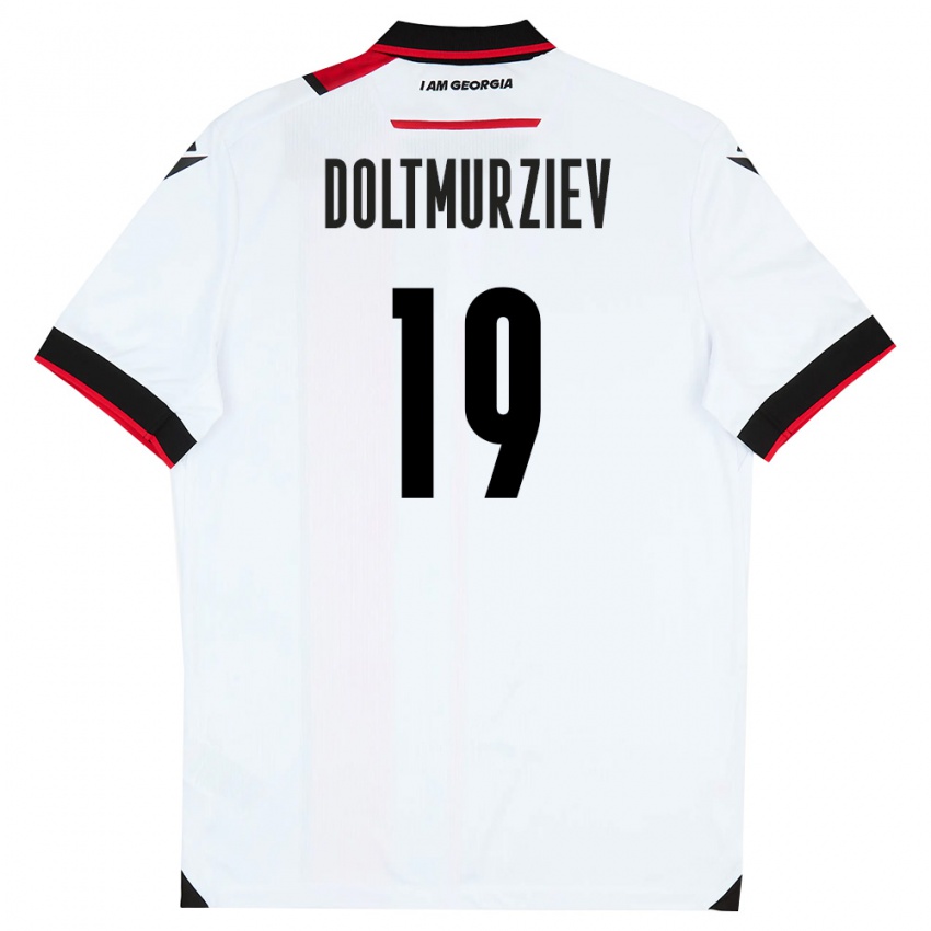 נשים גאורגיה Khalid Doltmurziev #19 לבן שחור אדום ג'רזי ביתית 26-28 חולצה קצרה