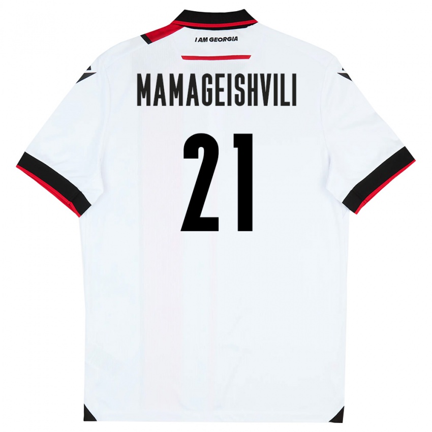 נשים גאורגיה Otar Mamageishvili #21 לבן שחור אדום ג'רזי ביתית 26-28 חולצה קצרה