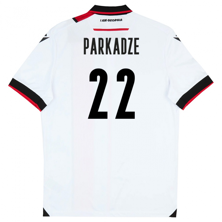 נשים גאורגיה Luka Parkadze #22 לבן שחור אדום ג'רזי ביתית 26-28 חולצה קצרה