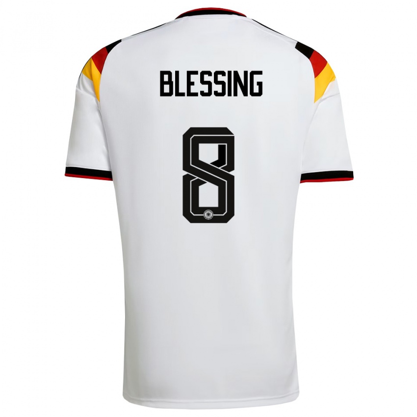 נשים גרמניה Èlisée Blessing #8 לבן שחור אדום ג'רזי ביתית 26-28 חולצה קצרה