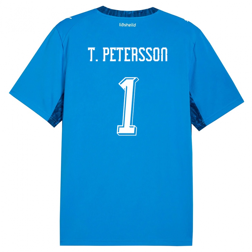 נשים אִיסלַנד Tómas Petersson #1 כחול כהה ג'רזי ביתית 26-28 חולצה קצרה