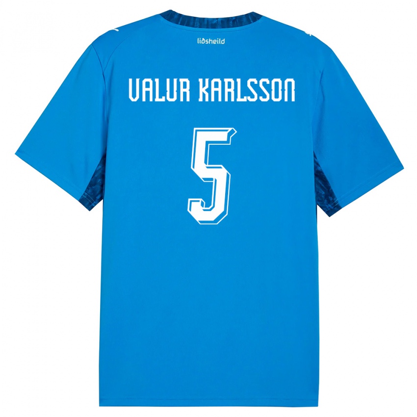 נשים אִיסלַנד Egill Valur Karlsson #5 כחול כהה ג'רזי ביתית 26-28 חולצה קצרה