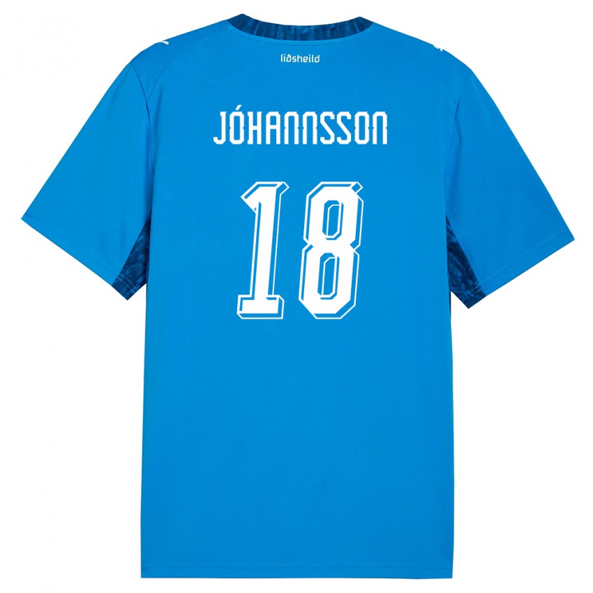 נשים אִיסלַנד Helgi Jóhannsson #18 כחול כהה ג'רזי ביתית 26-28 חולצה קצרה