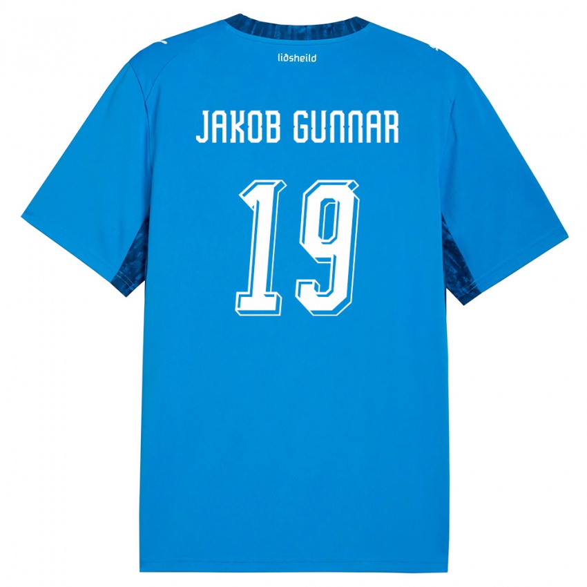 נשים אִיסלַנד Jakob Gunnar Sigurosson #19 כחול כהה ג'רזי ביתית 26-28 חולצה קצרה