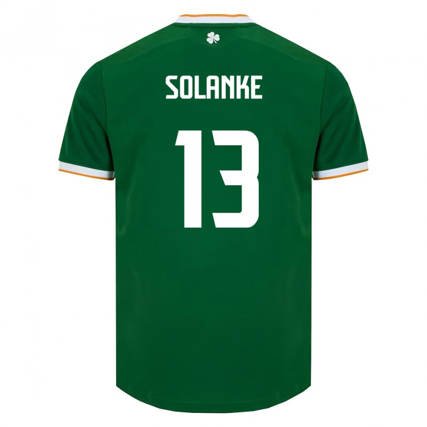 נשים אירלנד Ade Solanke #13 ירוק כהה לבן ג'רזי ביתית 26-28 חולצה קצרה