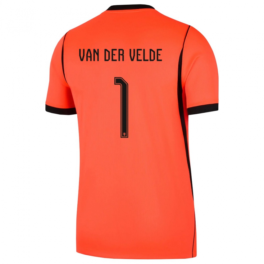 נשים הולנד Valentijn Van Der Velde #1 כתום שחור ג'רזי ביתית 26-28 חולצה קצרה