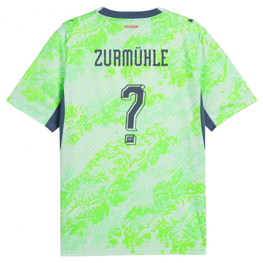 נשים שווייץ Bryan Zurmühle #0 ירוק כהה הרחק ג'רזי 26-28 חולצה קצרה