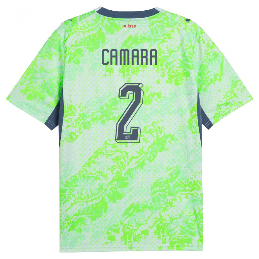 נשים שווייץ Sambou Camara #2 ירוק כהה הרחק ג'רזי 26-28 חולצה קצרה