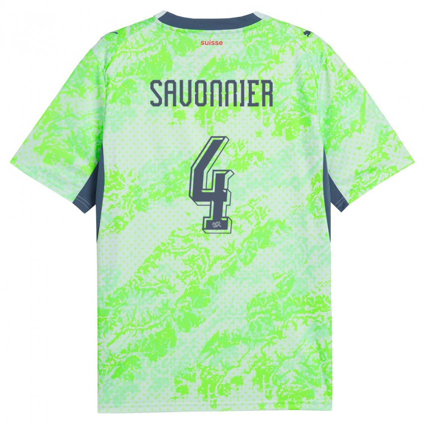 נשים שווייץ Nelson Savonnier #4 ירוק כהה הרחק ג'רזי 26-28 חולצה קצרה