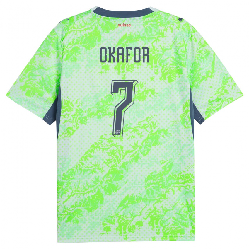 נשים שווייץ Tobias Okafor #7 ירוק כהה הרחק ג'רזי 26-28 חולצה קצרה
