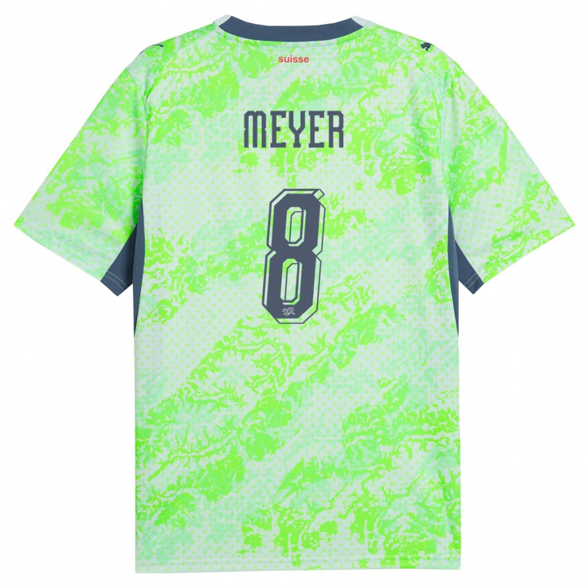 נשים שווייץ Tim Meyer #8 ירוק כהה הרחק ג'רזי 26-28 חולצה קצרה