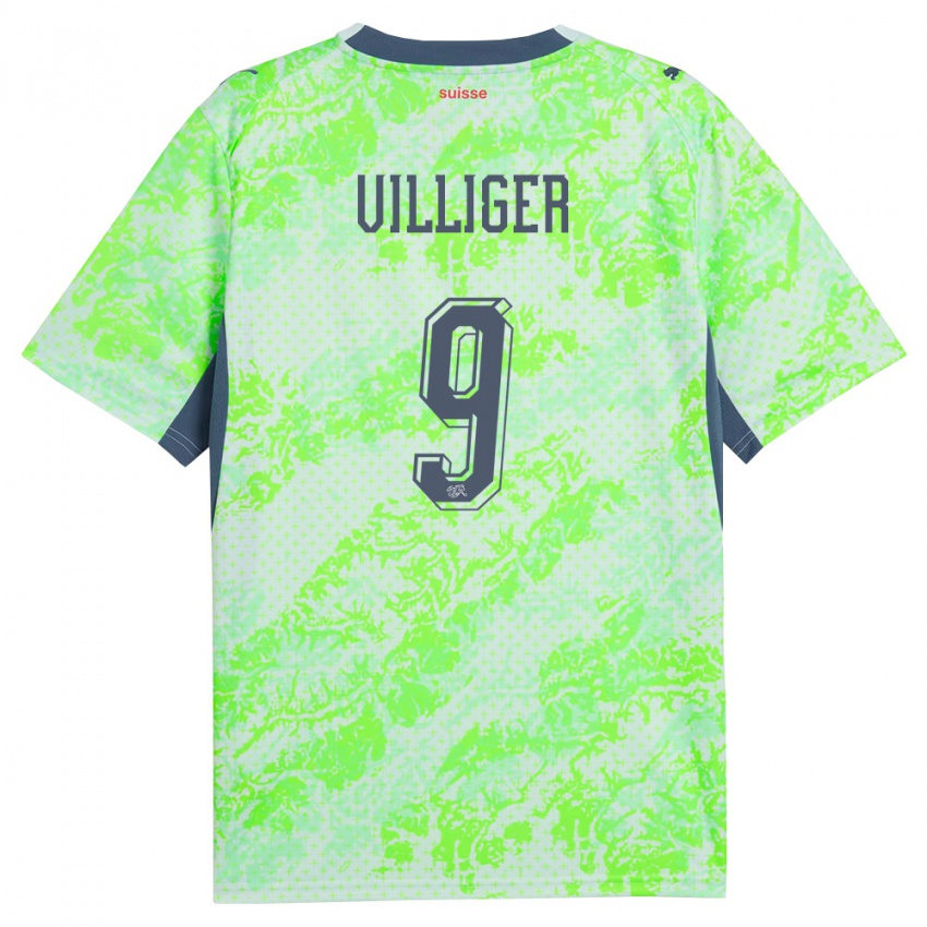 נשים שווייץ לארס פיליגר #9 ירוק כהה הרחק ג'רזי 26-28 חולצה קצרה