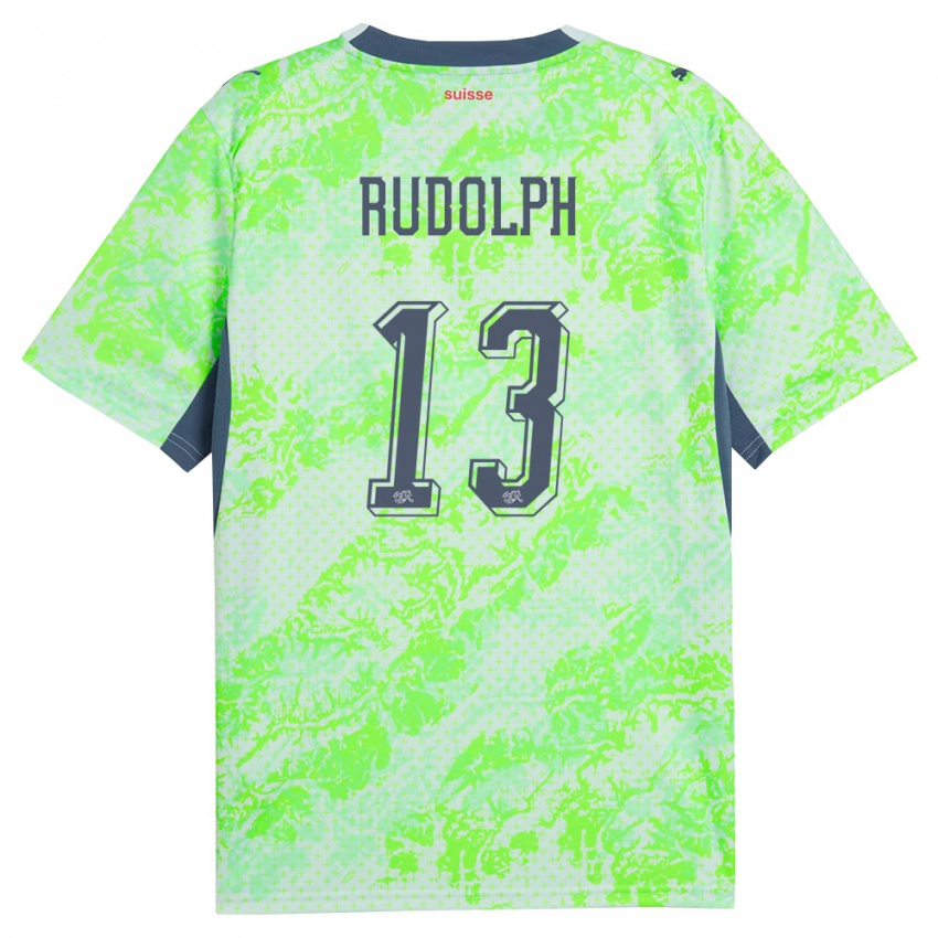 נשים שווייץ Fritz Rudolph #13 ירוק כהה הרחק ג'רזי 26-28 חולצה קצרה