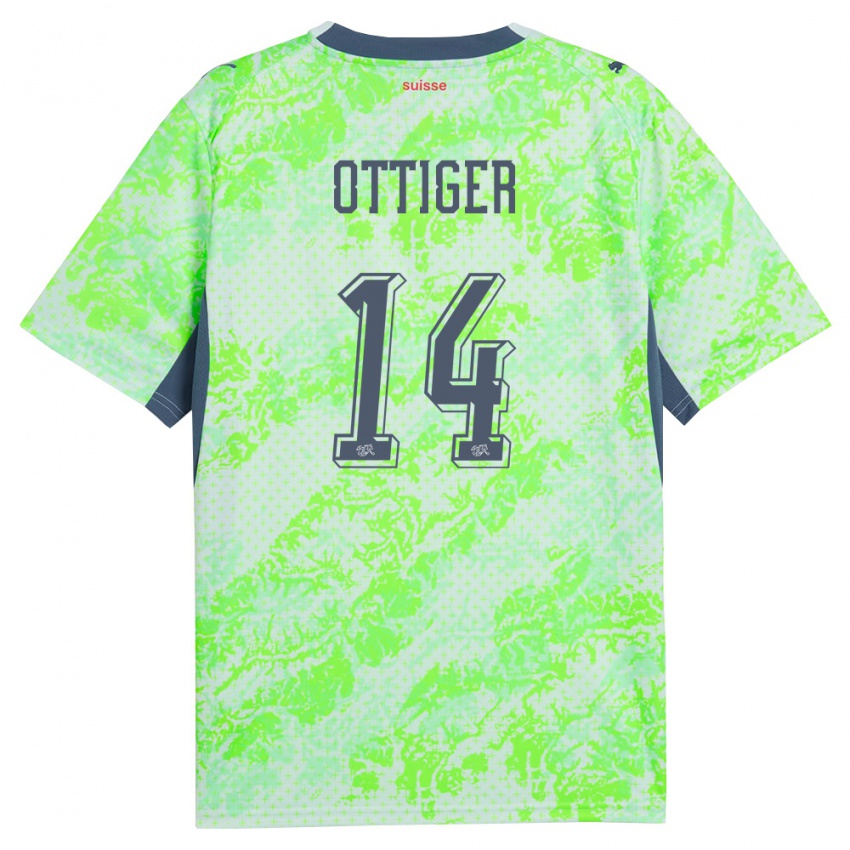 נשים שווייץ סוורין אוטיגר #14 ירוק כהה הרחק ג'רזי 26-28 חולצה קצרה