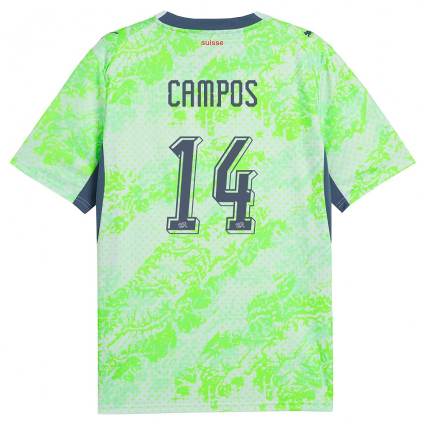 נשים שווייץ Luan Campos #14 ירוק כהה הרחק ג'רזי 26-28 חולצה קצרה