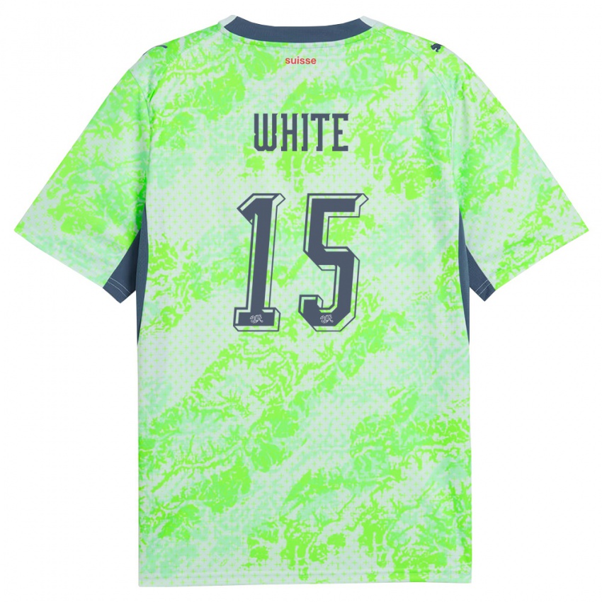 נשים שווייץ Leon White #15 ירוק כהה הרחק ג'רזי 26-28 חולצה קצרה