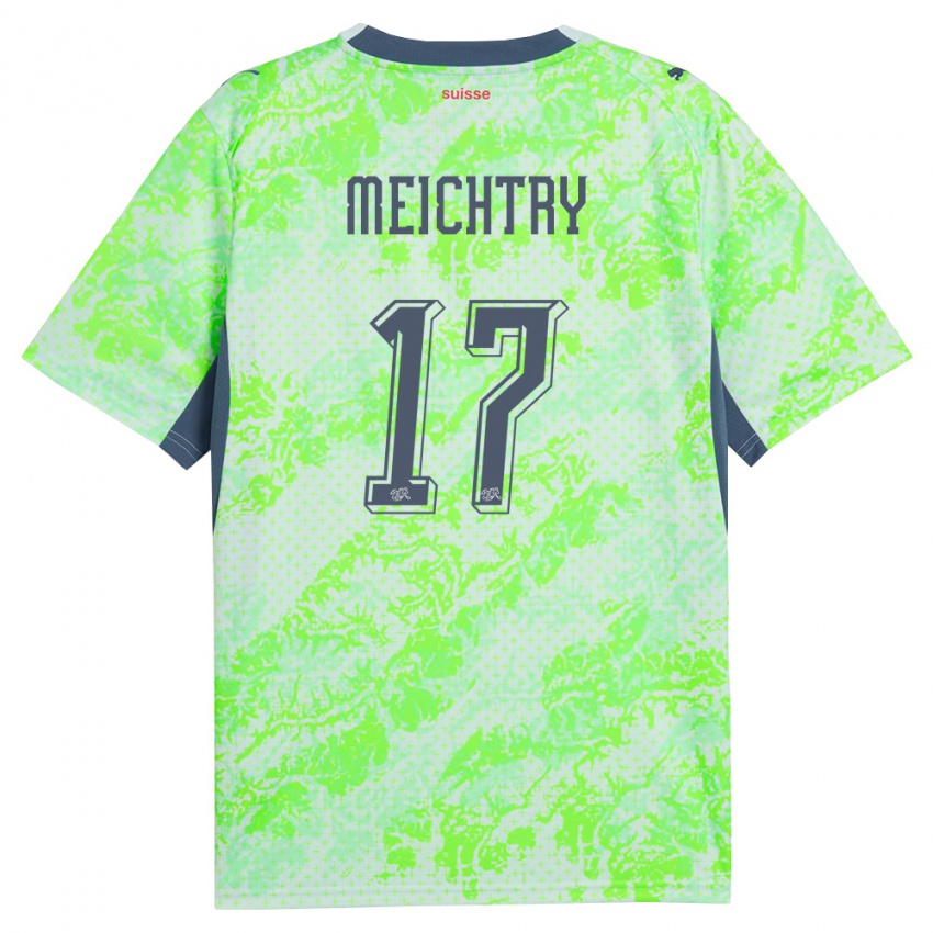 נשים שווייץ אית׳ן מייכטרי #17 ירוק כהה הרחק ג'רזי 26-28 חולצה קצרה