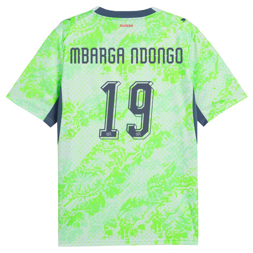 נשים שווייץ Ernest Mbarga Ndongo #19 ירוק כהה הרחק ג'רזי 26-28 חולצה קצרה