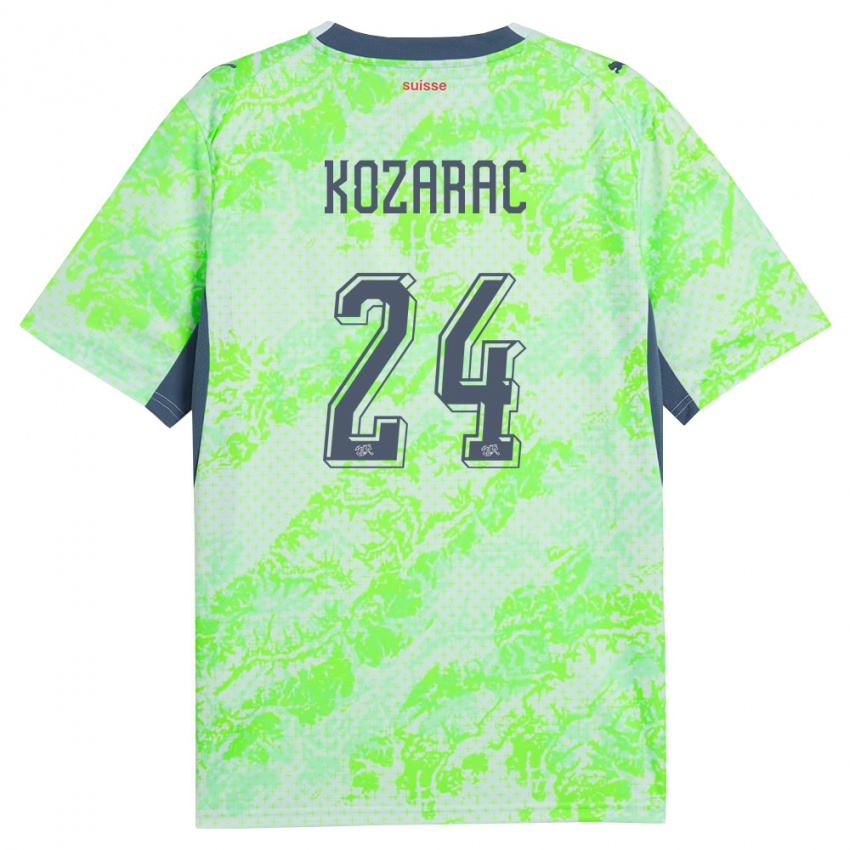 נשים שווייץ Haris Kozarac #24 ירוק כהה הרחק ג'רזי 26-28 חולצה קצרה