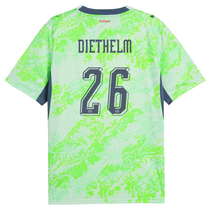 נשים שווייץ Thierry Diethelm #26 ירוק כהה הרחק ג'רזי 26-28 חולצה קצרה