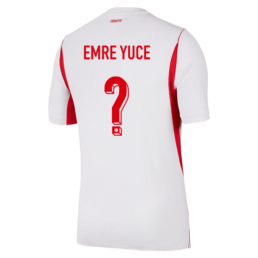 נשים טורקיה Yunus Emre Yüce #0 לבן בורדו אדום הרחק ג'רזי 26-28 חולצה קצרה