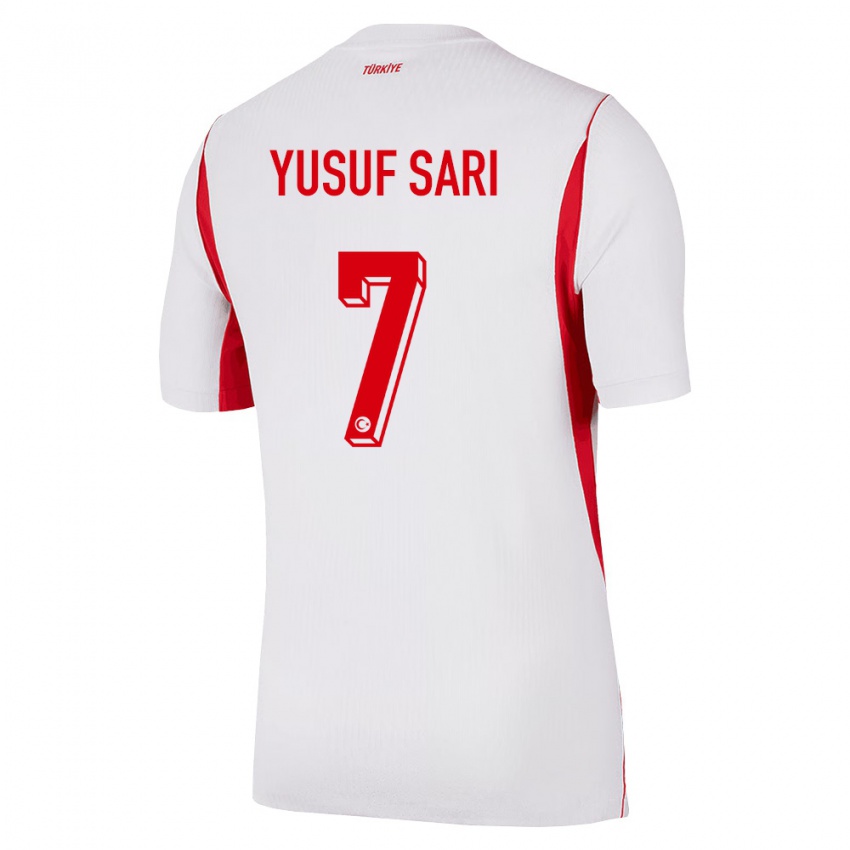 נשים טורקיה Yusuf Sarı #7 לבן בורדו אדום הרחק ג'רזי 26-28 חולצה קצרה