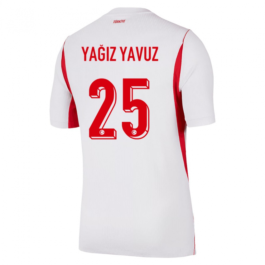 נשים טורקיה Yusuf Yağız Yavuz #25 לבן בורדו אדום הרחק ג'רזי 26-28 חולצה קצרה