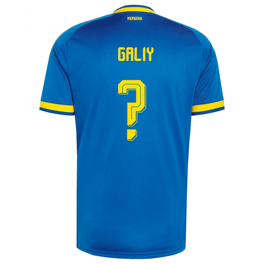 נשים אוקראינה Vladyslav Galiy #0 כחול צהוב כהה הרחק ג'רזי 26-28 חולצה קצרה