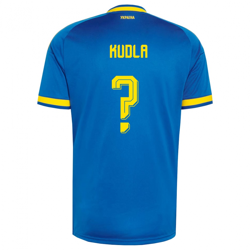 נשים אוקראינה Rostyslav Kudla #0 כחול צהוב כהה הרחק ג'רזי 26-28 חולצה קצרה