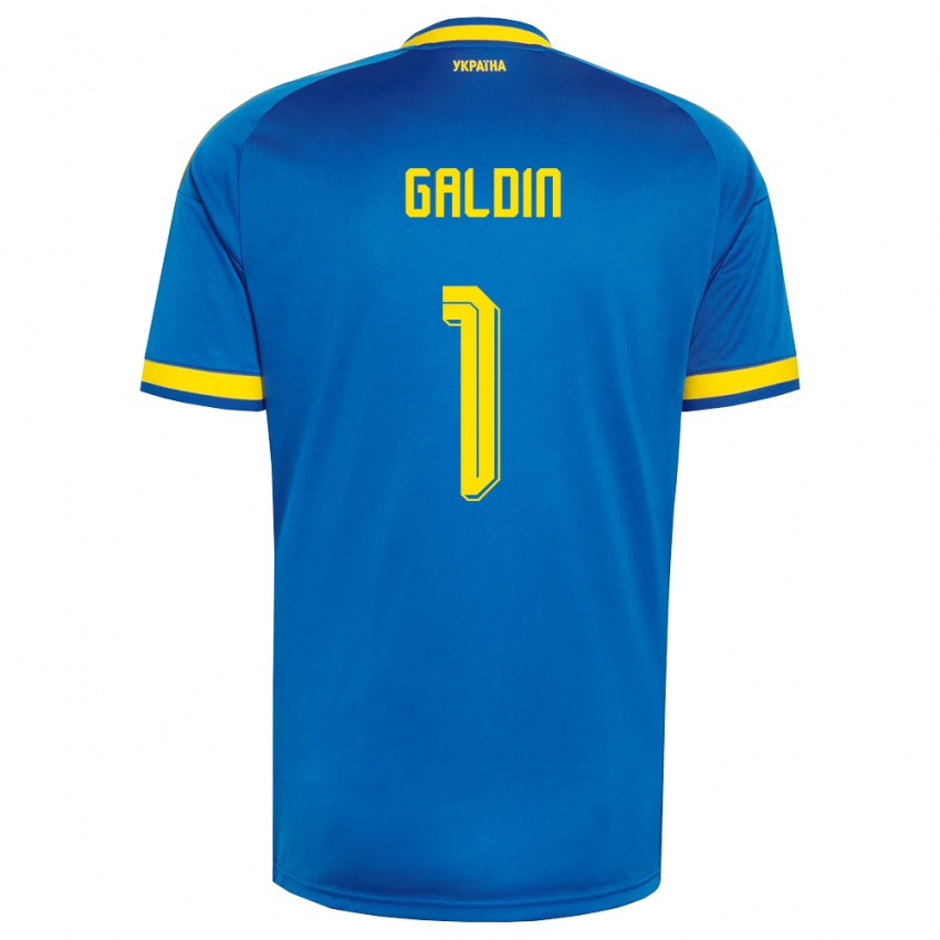 נשים אוקראינה Igor Galdin #1 כחול צהוב כהה הרחק ג'רזי 26-28 חולצה קצרה