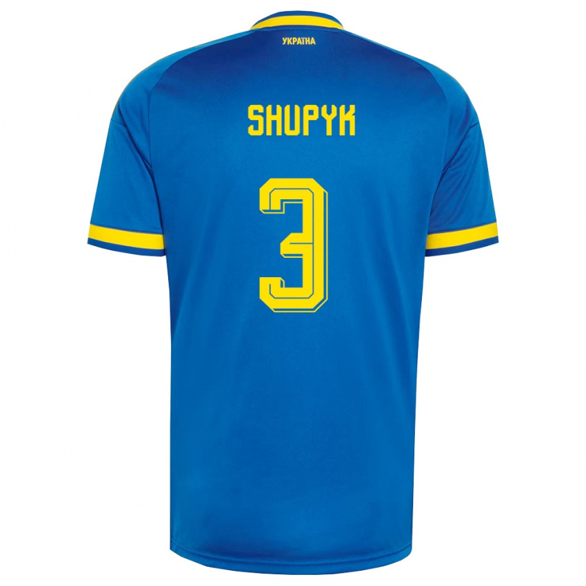 נשים אוקראינה Roman Shupyk #3 כחול צהוב כהה הרחק ג'רזי 26-28 חולצה קצרה