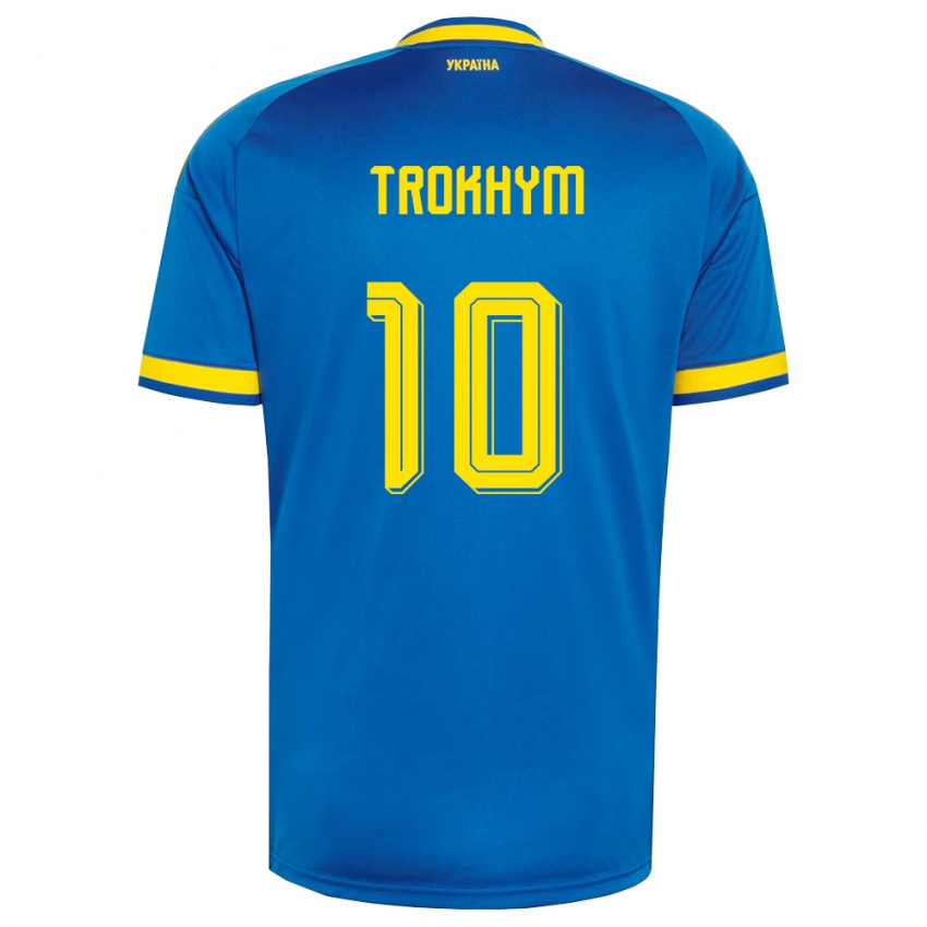 נשים אוקראינה Arseniy-Tymofiy Trokhym #10 כחול צהוב כהה הרחק ג'רזי 26-28 חולצה קצרה