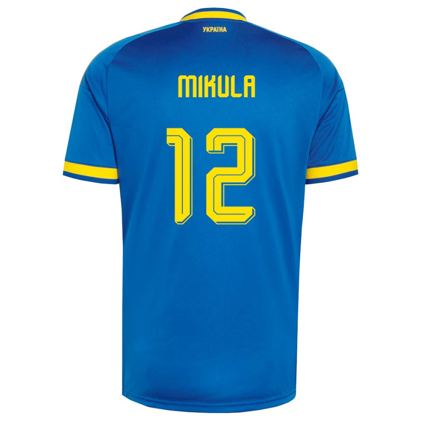 נשים אוקראינה Matviy Mikula #12 כחול צהוב כהה הרחק ג'רזי 26-28 חולצה קצרה
