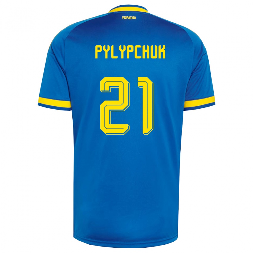 נשים אוקראינה Danyil Pylypchuk #21 כחול צהוב כהה הרחק ג'רזי 26-28 חולצה קצרה