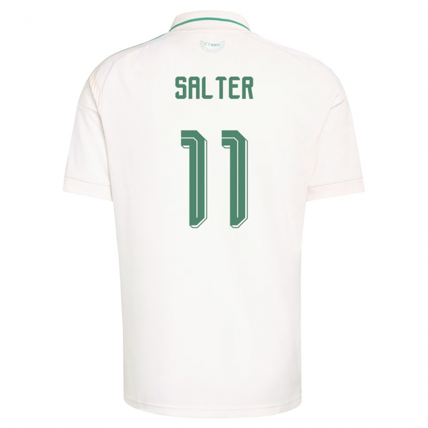 נשים ויילס Oliver Salter #11 לבן חום ירוק הרחק ג'רזי 26-28 חולצה קצרה