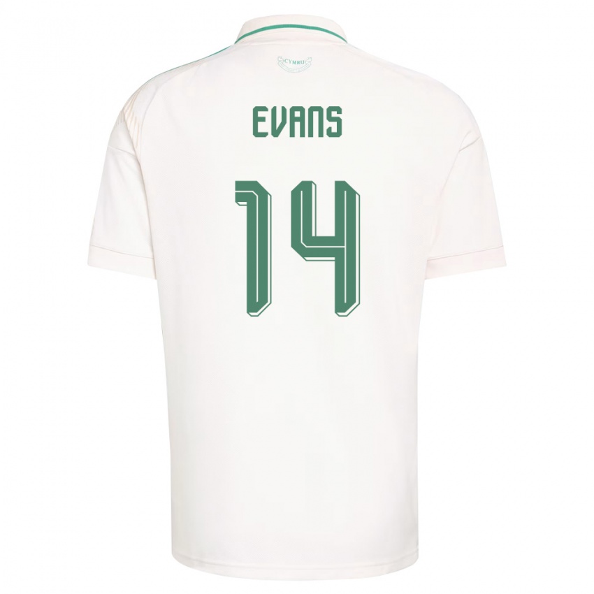 נשים ויילס Louis Evans #14 לבן חום ירוק הרחק ג'רזי 26-28 חולצה קצרה