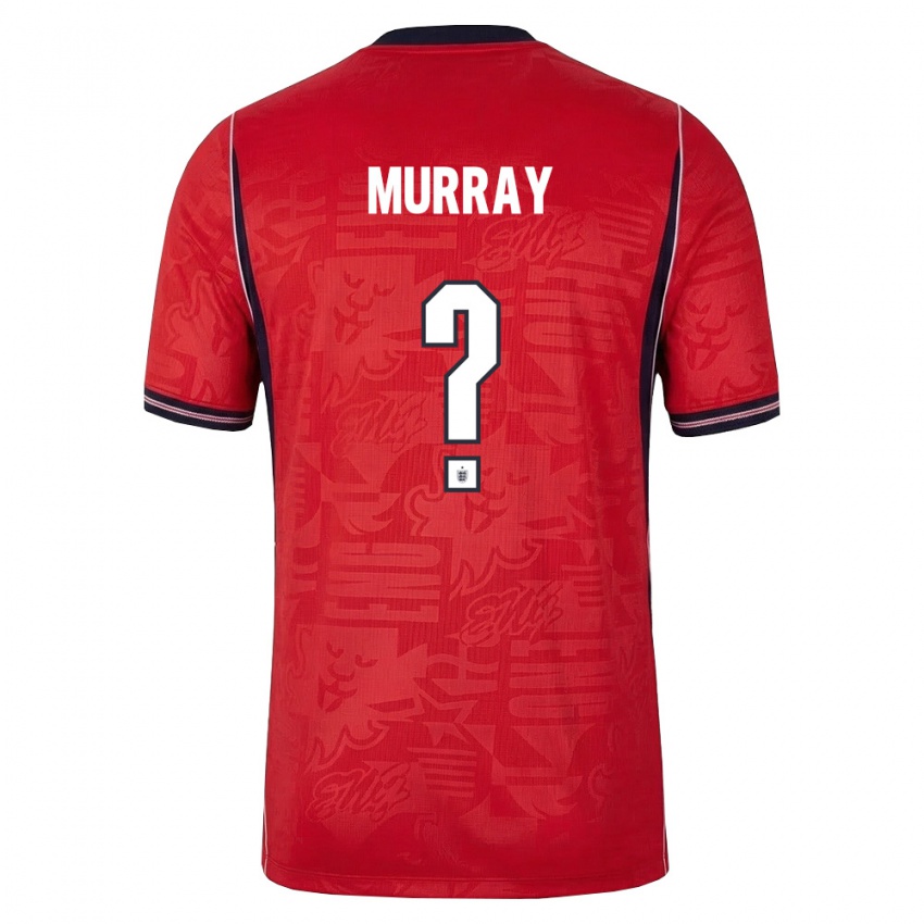 נשים אנגליה Jake Murray #0 אדום כהה לבן הרחק ג'רזי 26-28 חולצה קצרה