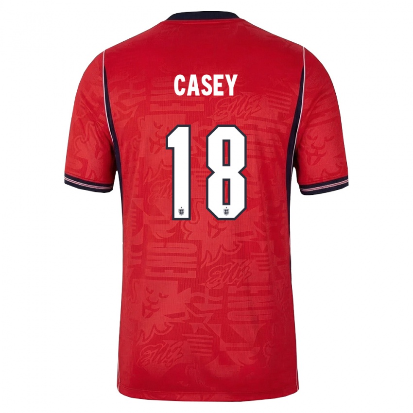 נשים אנגליה Ben Casey #18 אדום כהה לבן הרחק ג'רזי 26-28 חולצה קצרה