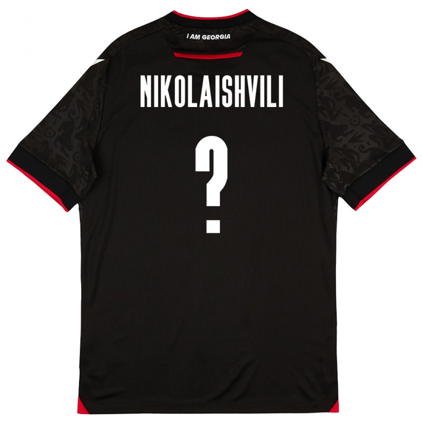 נשים גאורגיה Giorgi Nikolaishvili #0 שחור לבן אדום הרחק ג'רזי 26-28 חולצה קצרה