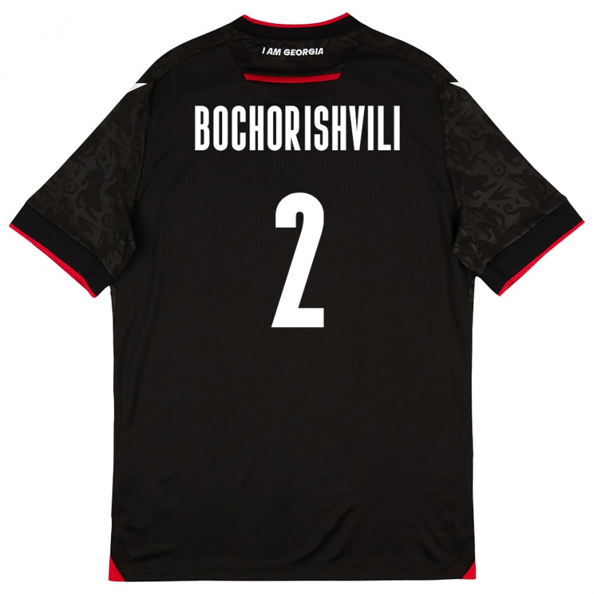 נשים גאורגיה Nikoloz Bochorishvili #2 שחור לבן אדום הרחק ג'רזי 26-28 חולצה קצרה