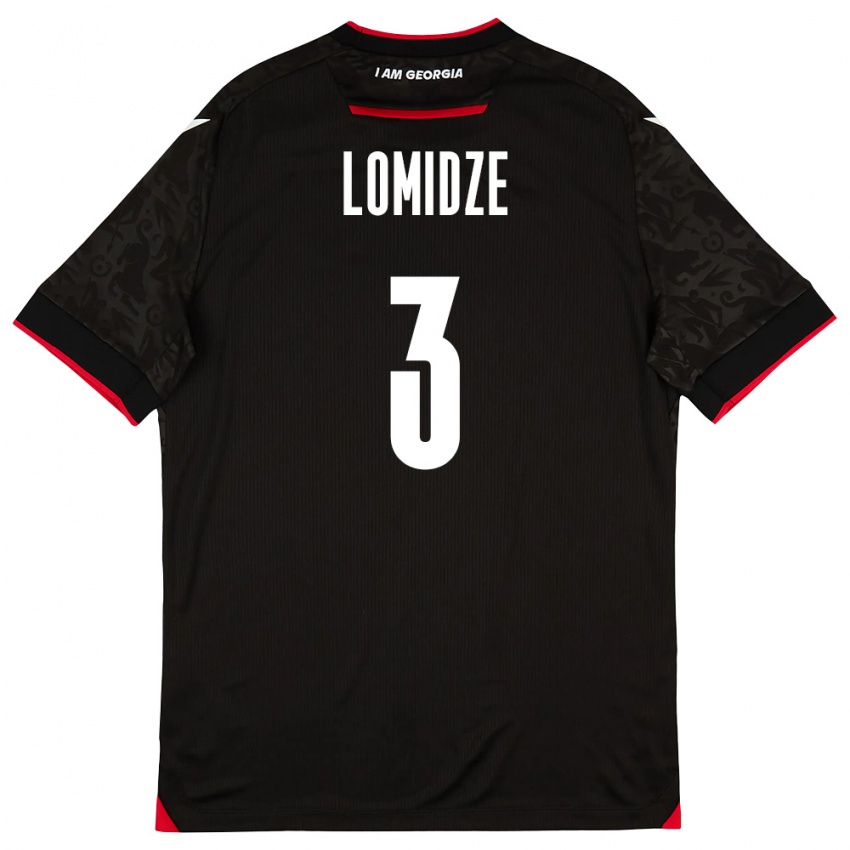 נשים גאורגיה Giorgi Lomidze #3 שחור לבן אדום הרחק ג'רזי 26-28 חולצה קצרה