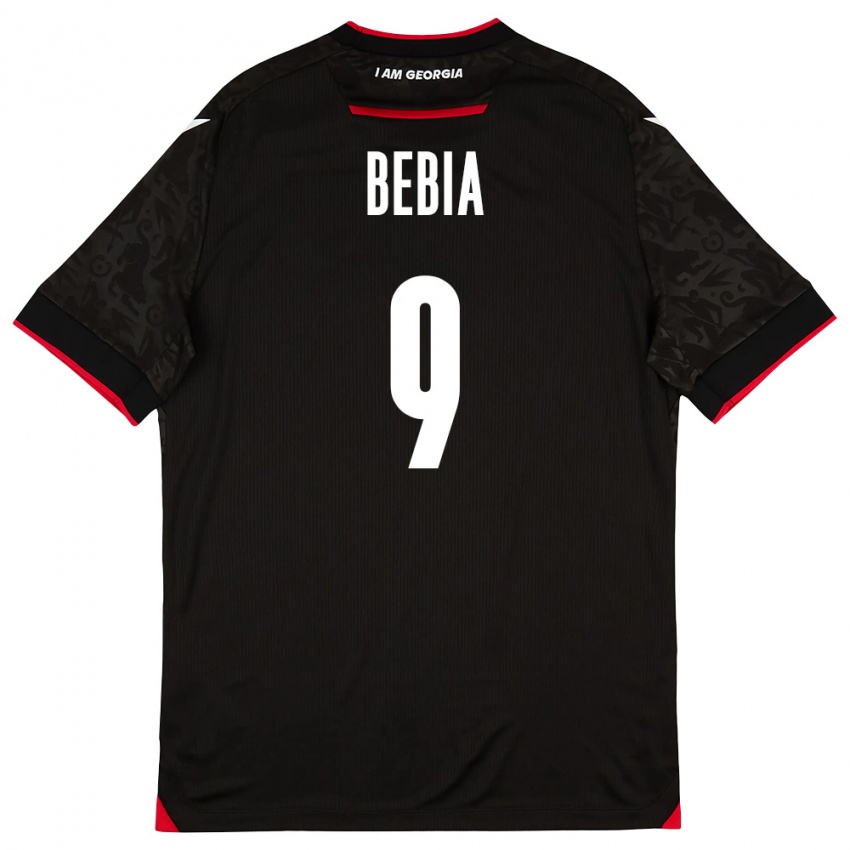 נשים גאורגיה Maiko Bebia #9 שחור לבן אדום הרחק ג'רזי 26-28 חולצה קצרה